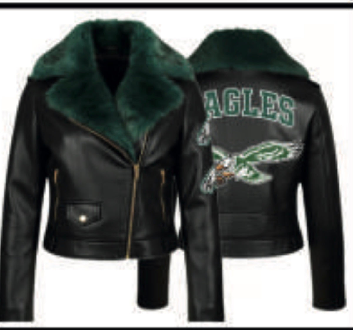 Eagles vegan leather motorcycle jacket