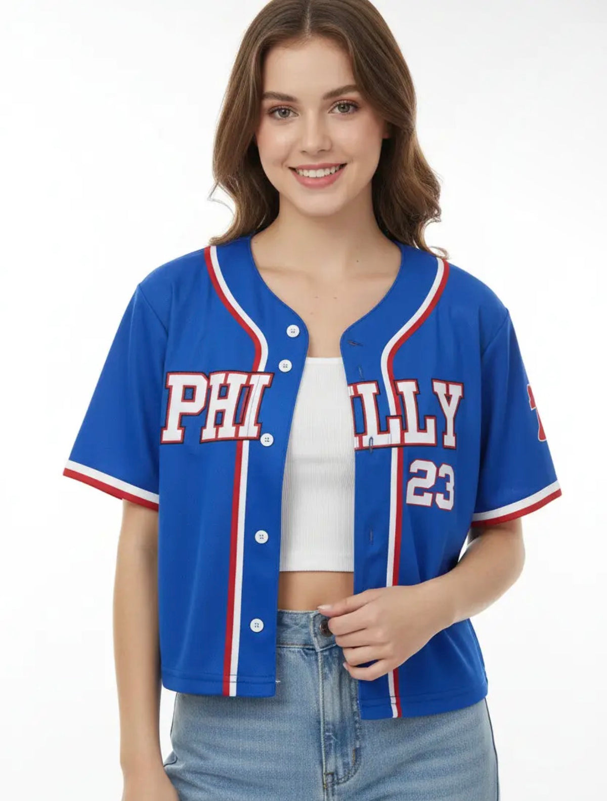 Cropped Philly button down jersey