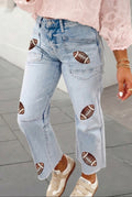 Football patch jeans
